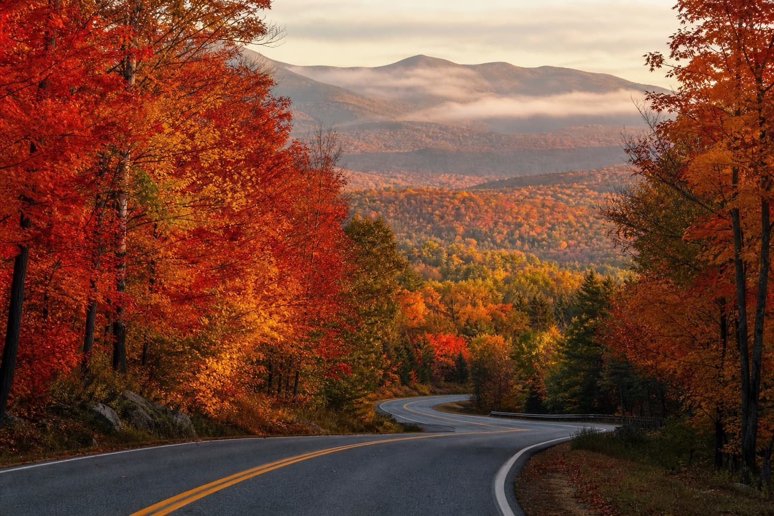 New England road trip route map looping from Boston through Maine, the White Mountains and Vermont