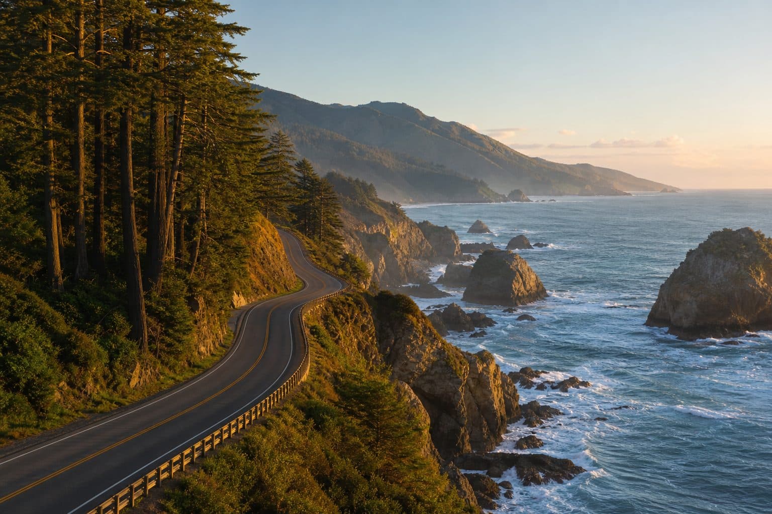 West Coast USA road trip route map from Seattle to San Diego down the Pacific coast