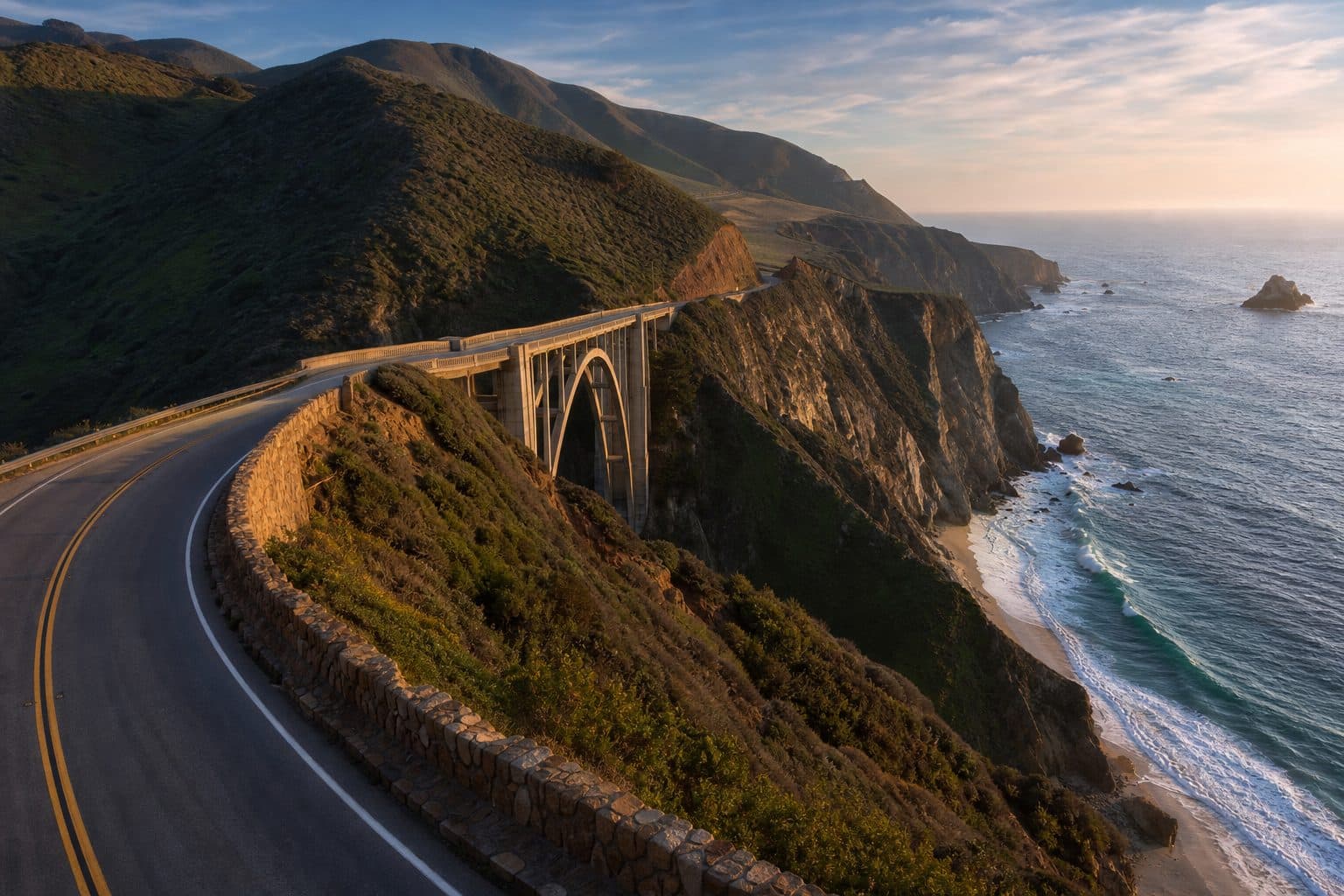 Pacific Coast Highway road trip route map along California Highway 1 from San Francisco to San Diego